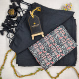 Black Handloom Cotton Saree With Designer Blouse