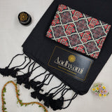Black Handloom Cotton Saree With Designer Blouse