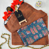 Orange Handloom Cotton Saree With Designer Blouse