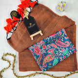 Orange Handloom Cotton Saree With Designer Blouse