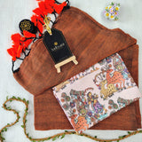 Orange Handloom Cotton Saree With Designer Blouse