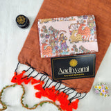 Orange Handloom Cotton Saree With Designer Blouse