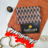 Orange Handloom Cotton Saree With Designer Blouse