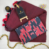 Maroon Handloom Cotton Saree With Designer Blouse