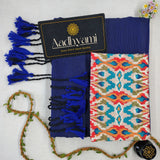 Royal Blue Handloom Cotton Saree With Designer Blouse