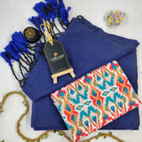 Royal Blue Handloom Cotton Saree With Designer Blouse