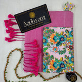 Light Pink Handloom Cotton Saree With Designer Blouse