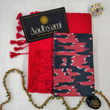 Red Handloom Cotton Saree With Designer Blouse