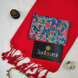 Red Handloom Cotton Saree With Designer Blouse
