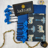 Firozi Handloom Cotton Saree With Designer Blouse