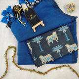 Firozi Handloom Cotton Saree With Designer Blouse