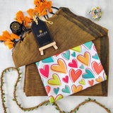 Golden Handloom Cotton Saree With Designer Blouse