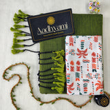 Green Handloom Cotton Saree With Designer Blouse