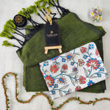 Green Handloom Cotton Saree With Designer Blouse