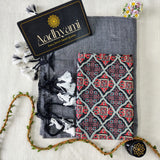 Light Grey Handloom Cotton Saree With Designer Blouse