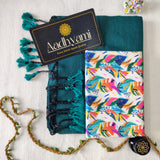 Rama Handloom Cotton Saree With Designer Blouse