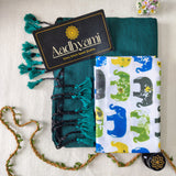 Rama Handloom Cotton Saree With Designer Blouse