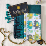 Rama Handloom Cotton Saree With Designer Blouse