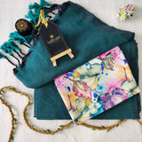 Rama Handloom Cotton Saree With Designer Blouse