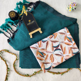 Rama Handloom Cotton Saree With Designer Blouse