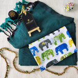 Rama Handloom Cotton Saree With Designer Blouse