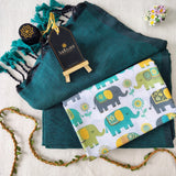 Rama Handloom Cotton Saree With Designer Blouse