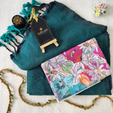 Rama Handloom Cotton Saree With Designer Blouse