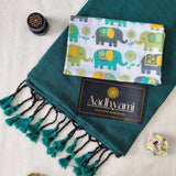 Rama Handloom Cotton Saree With Designer Blouse