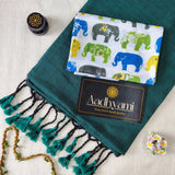 Rama Handloom Cotton Saree With Designer Blouse