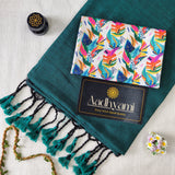 Rama Handloom Cotton Saree With Designer Blouse