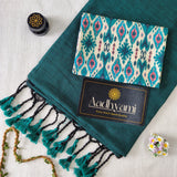 Rama Handloom Cotton Saree With Designer Blouse