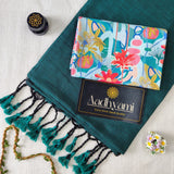 Rama Handloom Cotton Saree With Designer Blouse