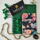 Green Handloom Cotton Saree With Designer Blouse