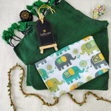 Green Handloom Cotton Saree With Designer Blouse