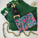 Green Handloom Cotton Saree With Designer Blouse