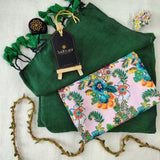 Green Handloom Cotton Saree With Designer Blouse