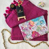 Pink Handloom Cotton Saree With Designer Blouse