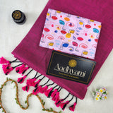 Pink Handloom Cotton Saree With Designer Blouse