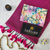 Pink Handloom Cotton Saree With Designer Blouse