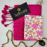 Pink Handloom Cotton Saree With Designer Blouse