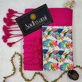 Pink Handloom Cotton Saree With Designer Blouse