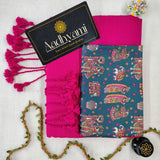 Pink Handloom Cotton Saree With Designer Blouse