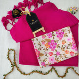 Pink Handloom Cotton Saree With Designer Blouse