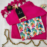 Pink Handloom Cotton Saree With Designer Blouse