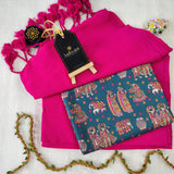 Pink Handloom Cotton Saree With Designer Blouse