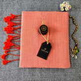 Peach Handloom Cotton Saree With Artistic Printed Blouse