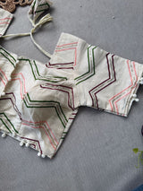 Maroon Khadi Cotton Saree With Embrodery Work Stitched Blouse