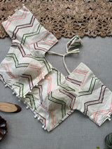 Green Cotton Saree With Embrodery Work Stitched Blouse