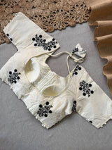 Maroon Khadi Cotton Saree With Embrodery Work Stitched Blouse