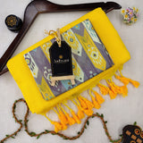 Yellow Handloom Cotton Saree With Designer Blouse